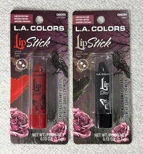 LA Colors Lip Stick Set of 2 Red Black Just Bitten / Raven Halloween Limited Ed