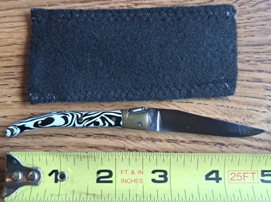 Laguiole Mini Pocket Knife Black And White Handle W/Brass Bolster Sharp! - Image 2 of 4