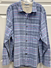 TOMMY BAHAMA Canyon Beach-Men's Plaid/Stripe Flannel Cotton Long Sleeve Shirt XL