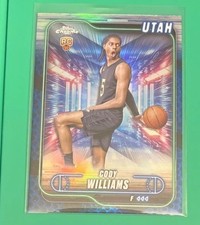 2025 Topps Chrome Basketball Cody Williams RC Refractor #160 Utah Jazz