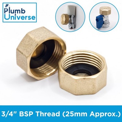 3/4'' BSP Messing Kappe Rohling Stop Ende & Unterlegscheibe für Wash Mac/Kühler Ventil - 2er Pack
