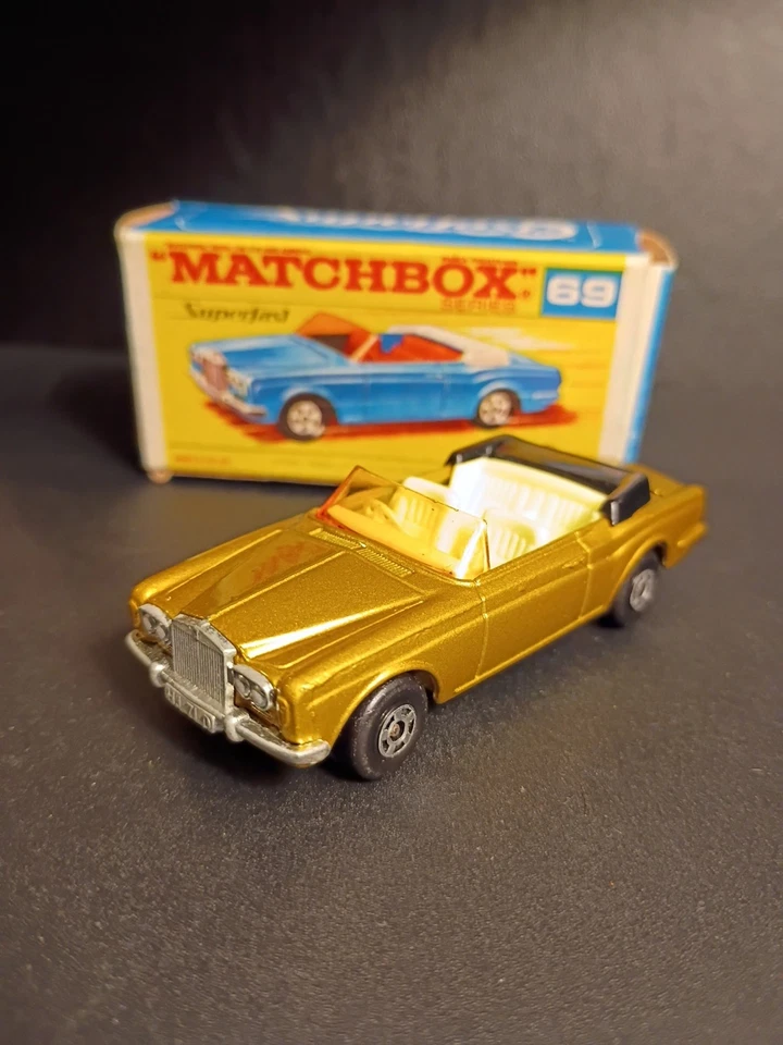 Matchbox SF Rolls Royce Silver Shadow Coupe Gold 1969  Rare Orig F2 Box - Image 3 of 4