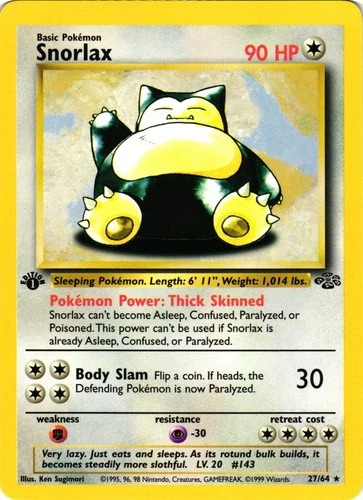 Pokémon TCG Snorlax Jungle 27/64 Regular 1st Edition Rare LP