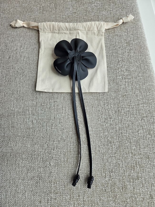 Coach Coachtopia Rose Flower Bag Charm Upcrafted Black Leather