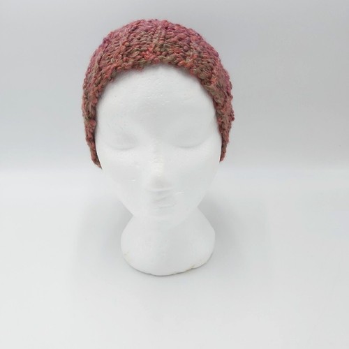 Chunky Beanie Slouch Hat Toque Cream Pompom M-L Burgundy Mix Handmade Loom Knit - Bild 12 von 19