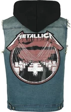 Metallica Vintage Wash Master of Puppets Denim Battle Vest Jacket Metal Band