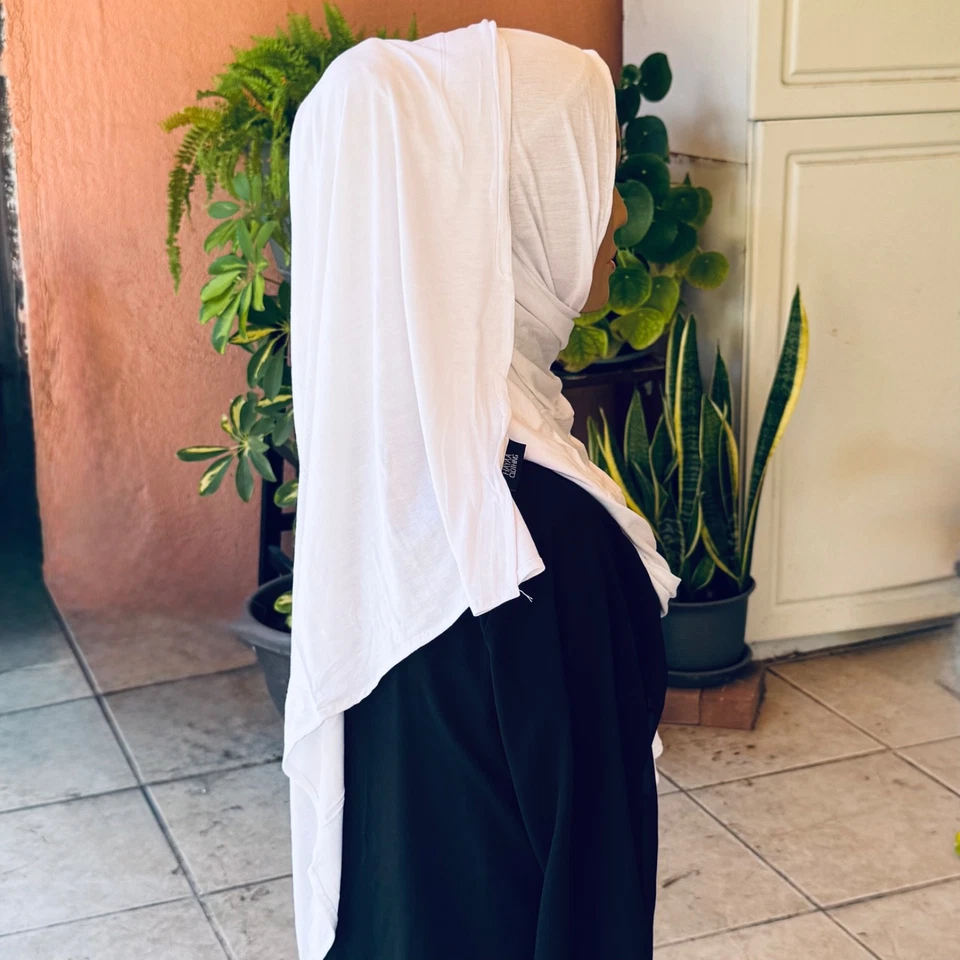 Hayaa Clothing Jersey Branco Algodão Hijab Grande Maxi Tamanho 74"x 32" Hajj Umrah - Imagem 4 de 4