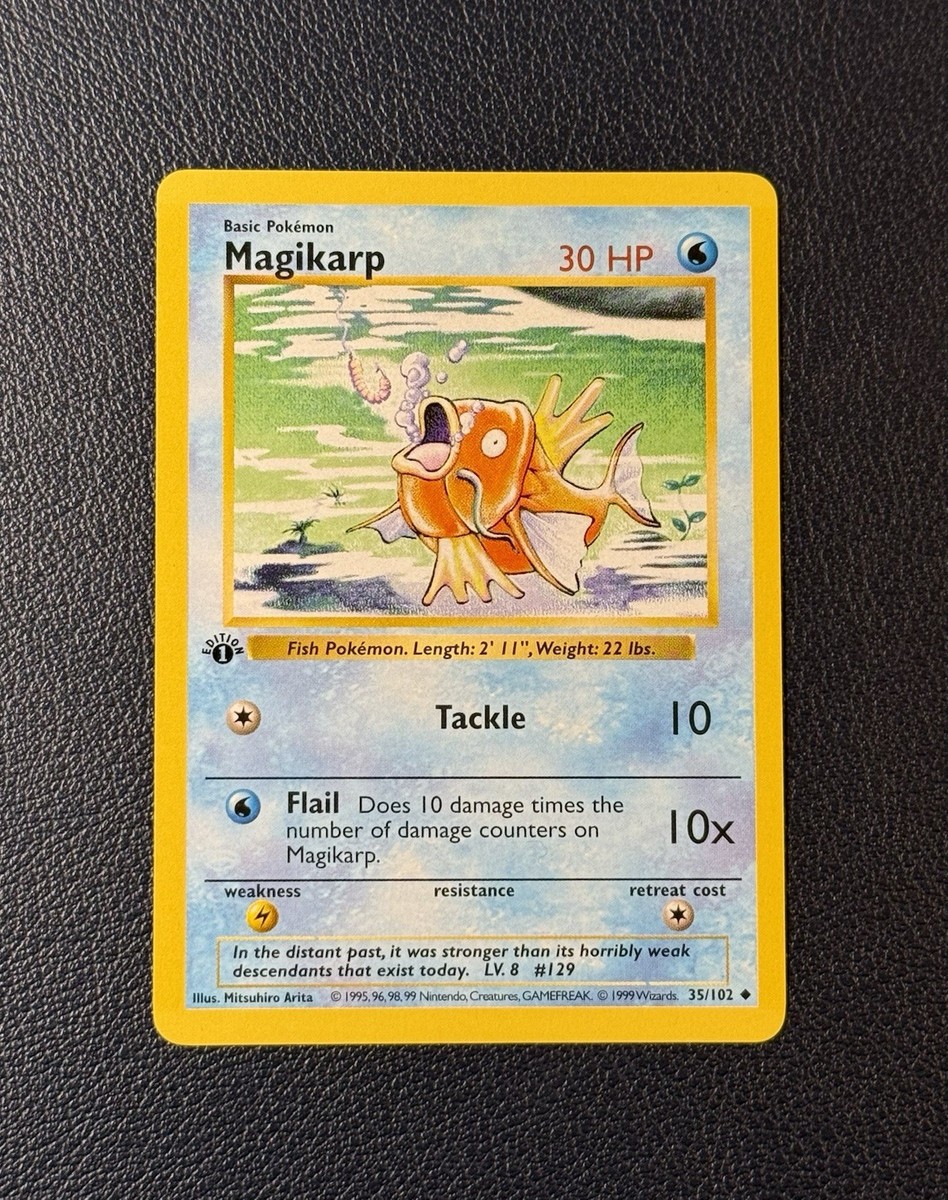 1999 Pokemon 1st Edition Shadowless Base Set Magikarp 035/102 NM