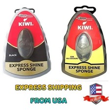 Kiwi Express Reusable Shoe Shine Sponge, Black and Neutral 0.2 fl oz Set of 2