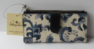 Patricia Nash Renaiss Revival Blue Nazari Genuine Leather RFID Wallet NWT $99