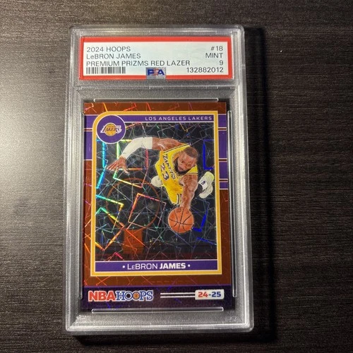 2024 Panini Hoops Basketball Premium Red Lazer LeBron James #18 PSA 9