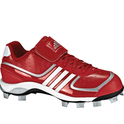 red and blue softball cleats