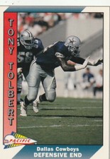FREE SHIPPING-MINT-1991 Pacific Tony Tolbert #109-PLUS COWBOYS BONUS CARDS