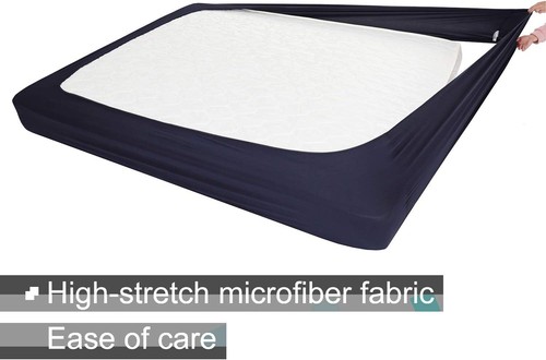 Box Spring Cover Queen Size - Jersey Knit & Stretchy Queen/Queen XL, Navy - Picture 4 of 6