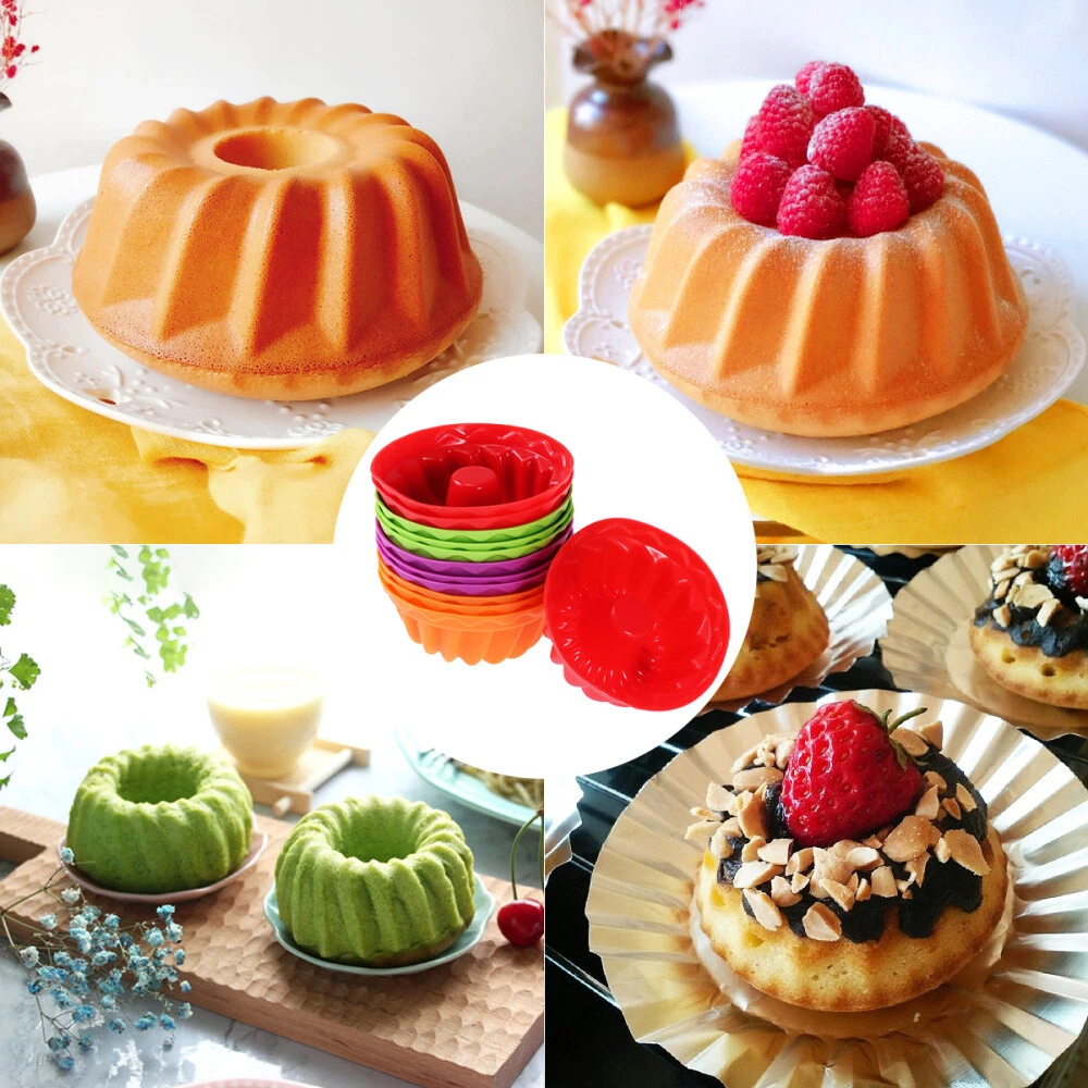 cake baking 12X Silicone Round Mini Cake Mould Cupcake Mold Round Baking