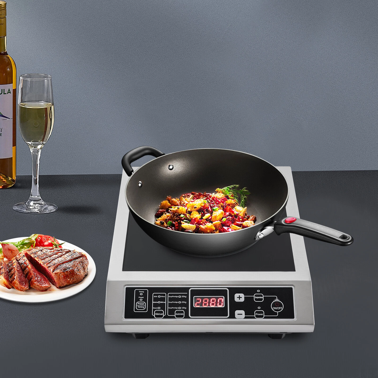 Portable Commercial Induction Cooktop 3500W Countertop Burner 8Temp Levels 110V