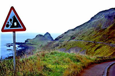 Photo 6x4 Antrim Coast - Giant's Causeway - Falling Rock Warning Sign  c2013