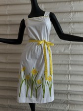 vtg Signed Designer 60s 70 Sun dress The Vested Gentress Daffodils Flower NOS L