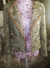 VTG CACHE Tweed 80s wool mix short open style blazer jacket retro Size 8