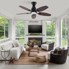 42" Ceiling Fan Chandelier Wood Ceiling Fan Adjustable Wind Speed+Remote Control