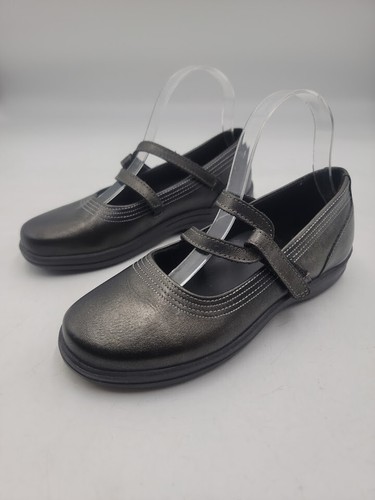 Apex Women's Sz 6M Janice Pewter Mary Jane Flat Comfort Metallic Gray Shoes - Picture 4 of 12