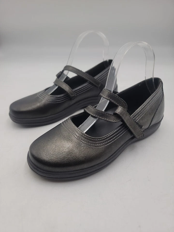 Zapatos para mujer Apex talla 6M Janice Pewter Mary Jane planos cómodos grises metálicos Foto 4 de 4