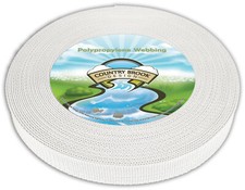 Country Brook Design 1 Inch White Heavy Polypropylene Webbing, 25 Yards