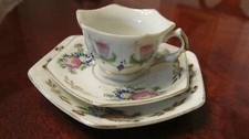 Vintage Demitasse Miniature Hexagon Shaped Cup, Saucer and Plate, 3 Piece, Japan