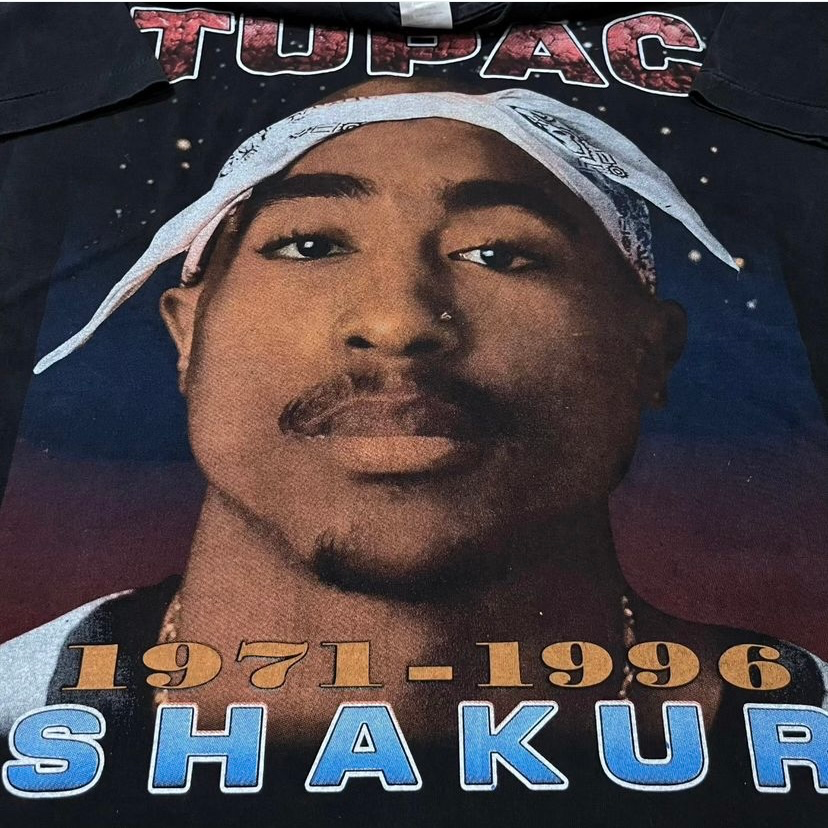 FILA T shirt vintage Tupac Shakur 2Pac taglia XL contro ogni previsione punto singolo RISTAMPA