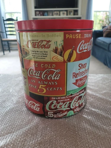 Vintage Coca-Cola Tin. Coke Vintage Advertising. 11.5" tall 10" diameter