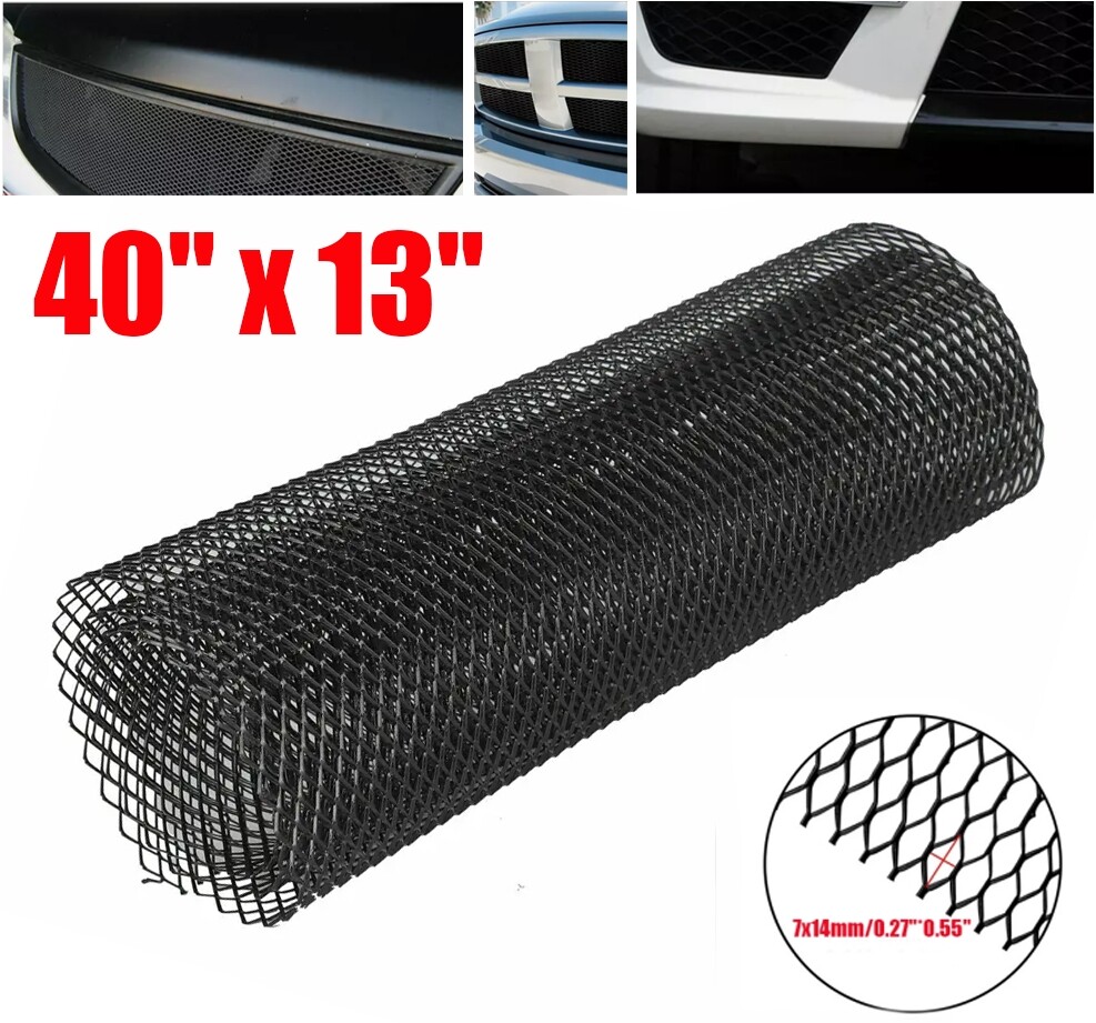 Black Car Grill Mesh Aluminum Grille Insert Bumper 40×13 Pickup Vent Hole 7*14mm