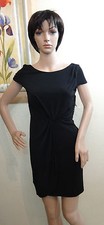 BAR III black cap sleeve pleat shoulder twist front faux wrap jersey dress,XS