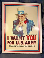 UNCLE SAM "I Want You..." Cardboard Sign. Government Issue  11 X 14