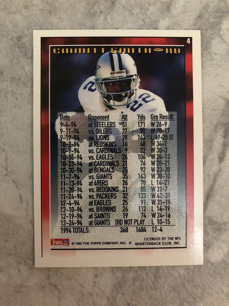 1995 Topps 1000 Yard Club #4 EMMITT SMITH Dallas Cowboys Football