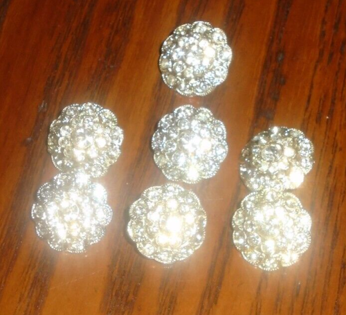 Vintage Clear Rhinestone Buttons Lot Set 7 Buttons Sparkly Bling 5/8x5 ...