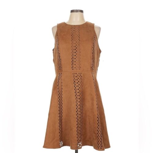 Country Western Faux Suede Dress Women's Size L Large Tan New NWT Cowgirl Summer