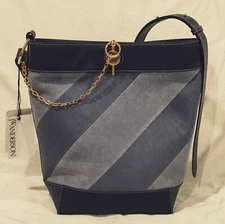 NWT JW Anderson - Keyts Tote - Ice Blue diagonal stripe (HB00219D)