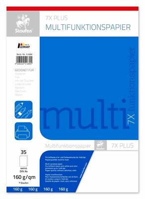 Staufen  734051689 Multifunktionspapier 7X PLUS - A4, 160 g/qm, weiß, 35 Blatt