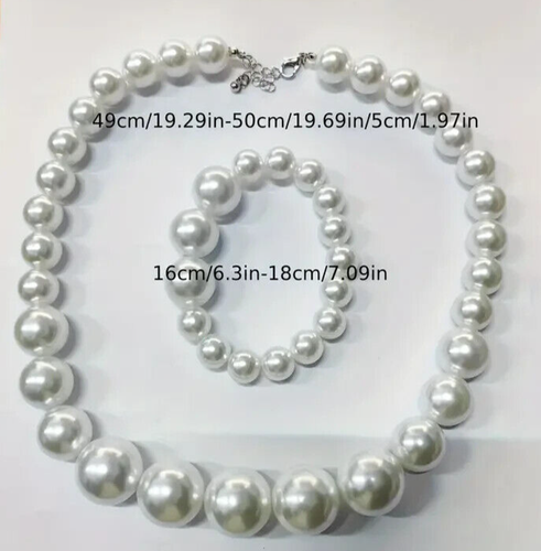 Women Pearl Jewelry Set Design Earrings, Necklace, Bracelet Wedding Party Gift - Picture 4 of 4