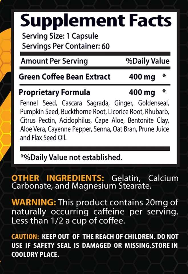 减肥药 - 绿色咖啡清洁 800 毫克 - 全身排毒 - 3 瓶 — 第 2/4 张图片