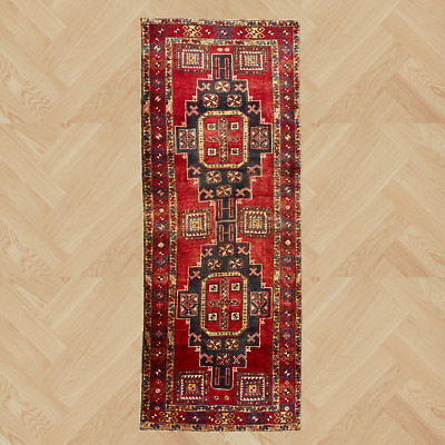VINTAGE KAZAK TEPPICH HANDGEFERTIGT KAUKASISCHE WOLLE STAMMESTEPPICH 11'3 x 4'4'' GEREINIGT