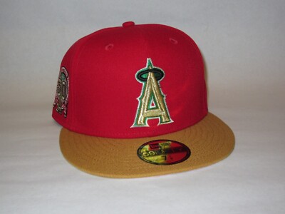 Anaheim Angels Side Patch New Era 59Fifty Scarlet Red Tan 1/8 NEW! Fresh  Rags