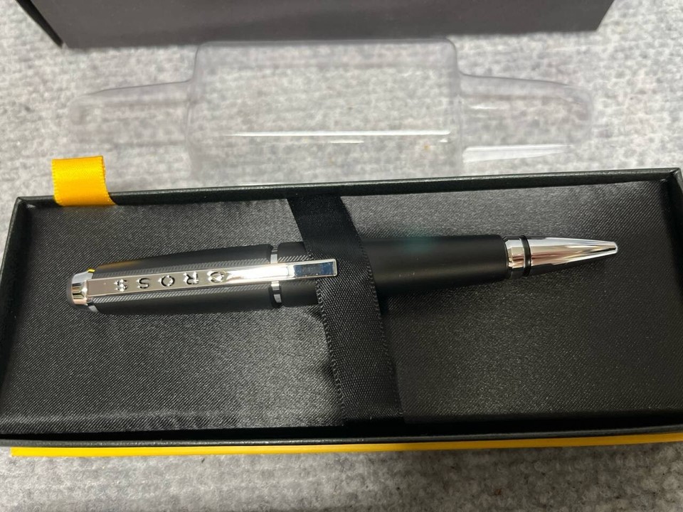 CROSS EDGE JET BLACK GEL INK ROLLERBALL PEN WITH CHROME eBay