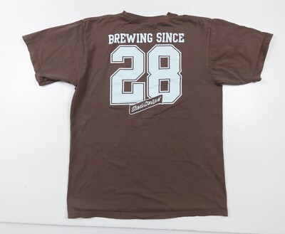 Vintage Red Stripe Shirt Adult Large Brown Short Sleeve Graphic