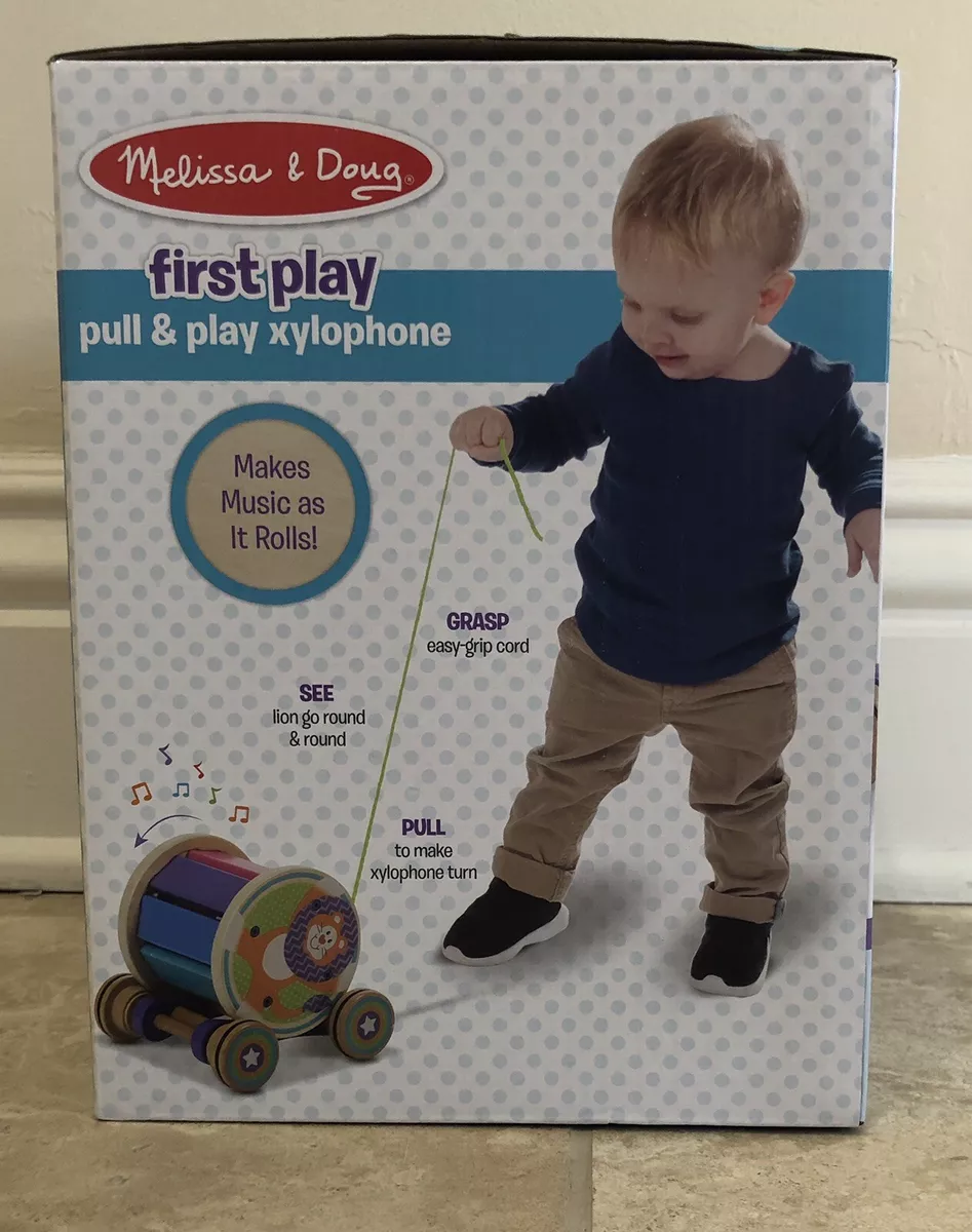 Melissa Doug First Play Pull Play Xylophone 2 Wooden Pcs Toy