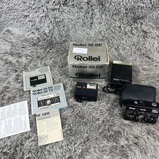 Rollei 35 SE Camera Vintage Box Manual Flashes Case TESTED Houston Camer G3D