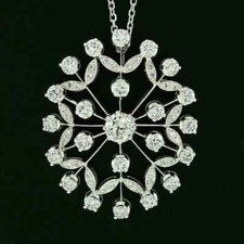 2 CT White Round cut CZ Women's Snowflake Pendant In Solid 995 Silver, 18"Chain