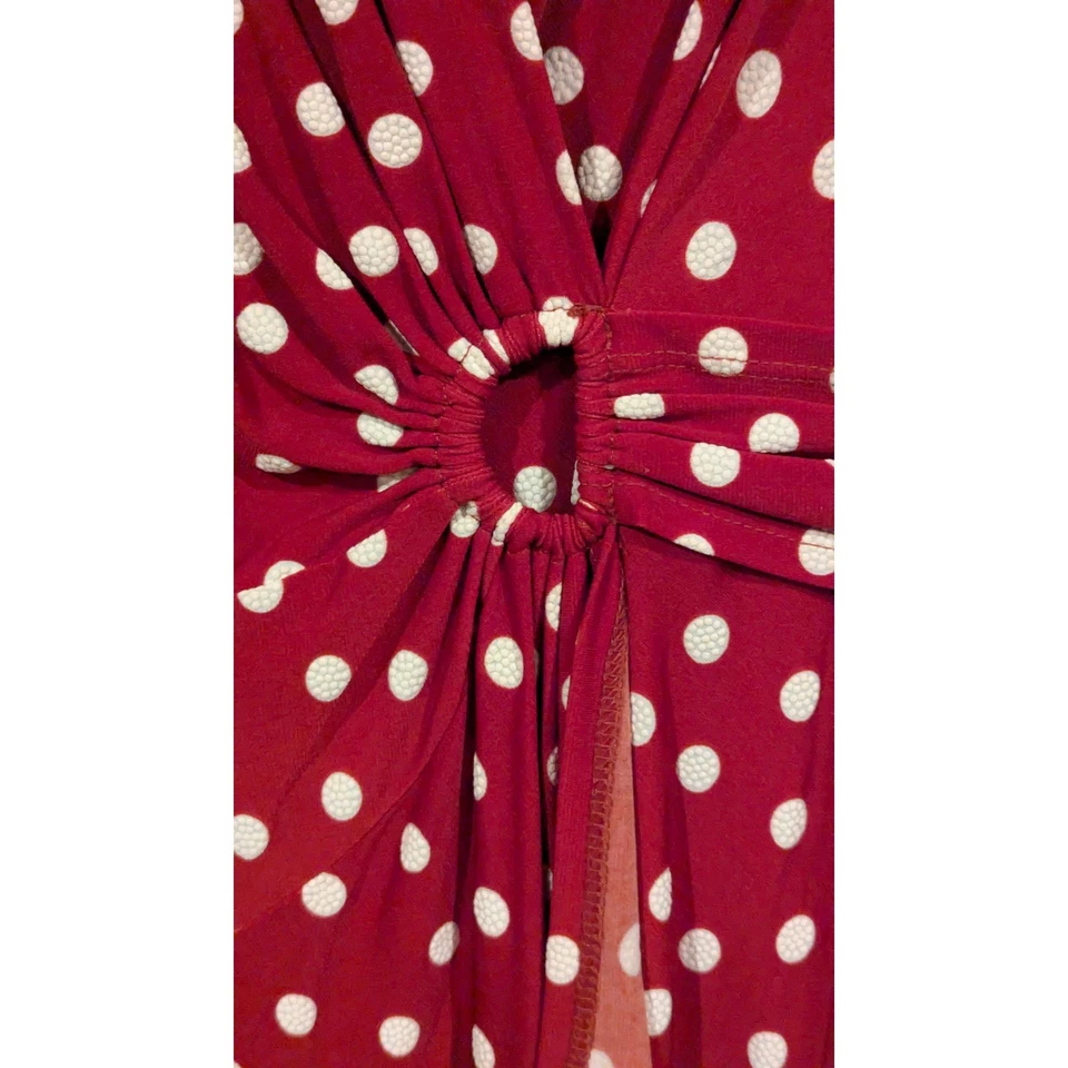 Signature by Robbie Bee 1X Vestido Midi Rojo Lunares Informal Carrera Foto 3 de 4