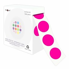3/4 Inch Round Permanent Adhesive Color-Code 1 Roll-1000 Pack Fluorescent Pink