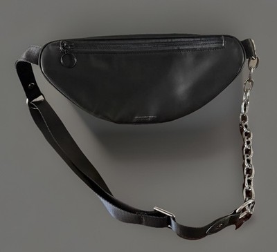 Alexander Wang Black Leather Belt Bag Fanny Pack Chain Crossbody